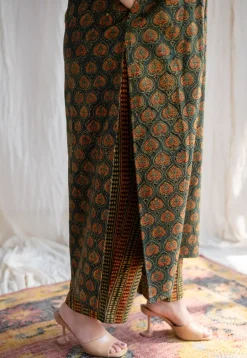 Yashi Green Ajrakh Cotton Straight Pant