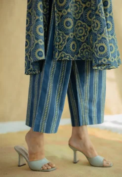 Yashi Indigo Ajrakh Cotton Straight Pant