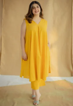 Yashi Mustard Solid Kala Cotton Straight Pant