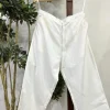 Yashi Off White Solid Cotton Straight Pant