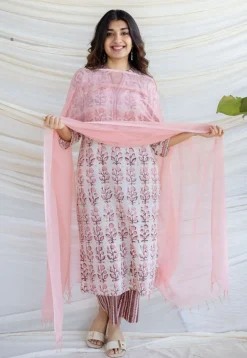 Yashi Pink Batik Cotton Straight Bottom