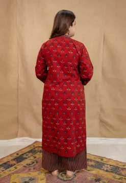 Yashi Red Ajrakh Cotton Straight Pant