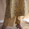 Yashi Yellow Solid Slub Cotton Straight Pant