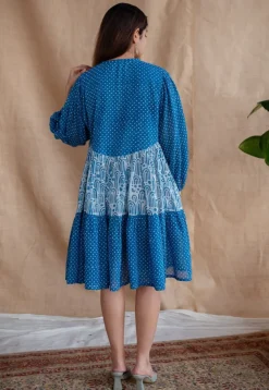 Yuvani Batik Natural Dyed MulMul Cotton Dress with Slip