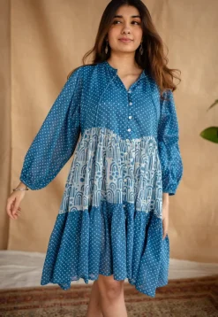 Yuvani Batik Natural Dyed MulMul Cotton Dress with Slip