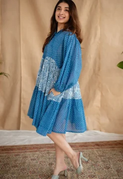 Yuvani Batik Natural Dyed MulMul Cotton Dress with Slip