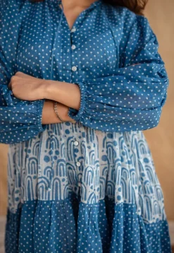 Yuvani Batik Natural Dyed MulMul Cotton Dress with Slip