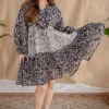 Yuvani Charcoal Batik MulMul Cotton Loose Dress with Slip
