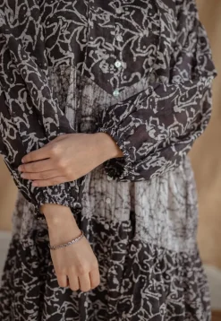 Yuvani Charcoal Batik MulMul Cotton Loose Dress with Slip