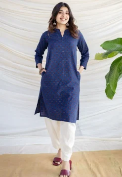 Zahira Indigo Ajrakh Cotton Straight Kurta