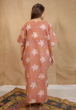 Zaya Peach Batik Cotton Loose Dress