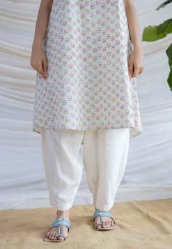 Zeeya Powder Blue Sanganeri Cotton A Line Kurta