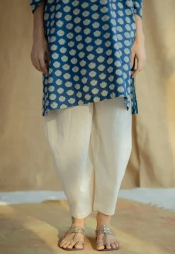 Zuhi Indigo Dabu Cotton Straight Kurta