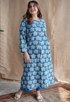 Zyra Dabu Slub Cotton Kurta
