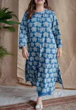 Zyra Dabu Slub Cotton Kurta