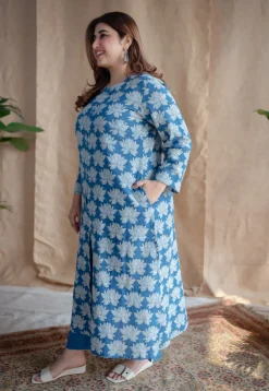 Zyra Dabu Slub Cotton Kurta